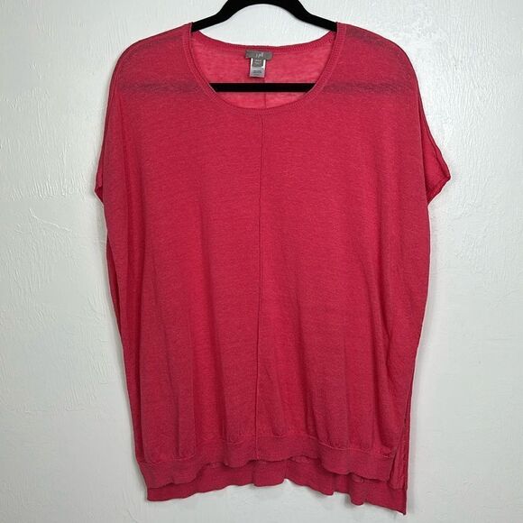 J. Jill Linen Blend Coral Color Hi-Low Hem Relaxed Fit Tunic Top Size XS/S - Picture 1 of 8